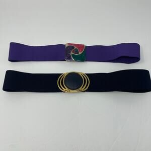 Lot 2 Vintage 80s Belts One Daylor Signed Preppy Fashion Retro Stretch Academia